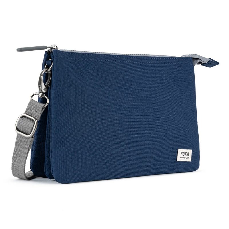 Roka Carnaby Recycled Canvas Cross-body XL Crisp Blue angled