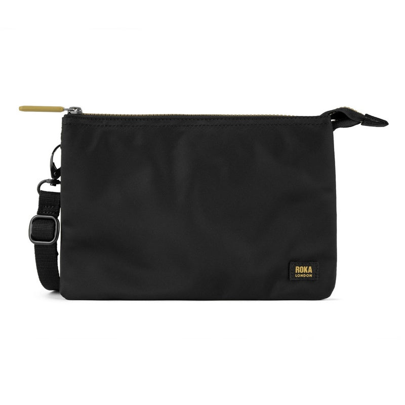 Roka Carnaby Recycled Nylon Cross-body XL Black Gold Label front