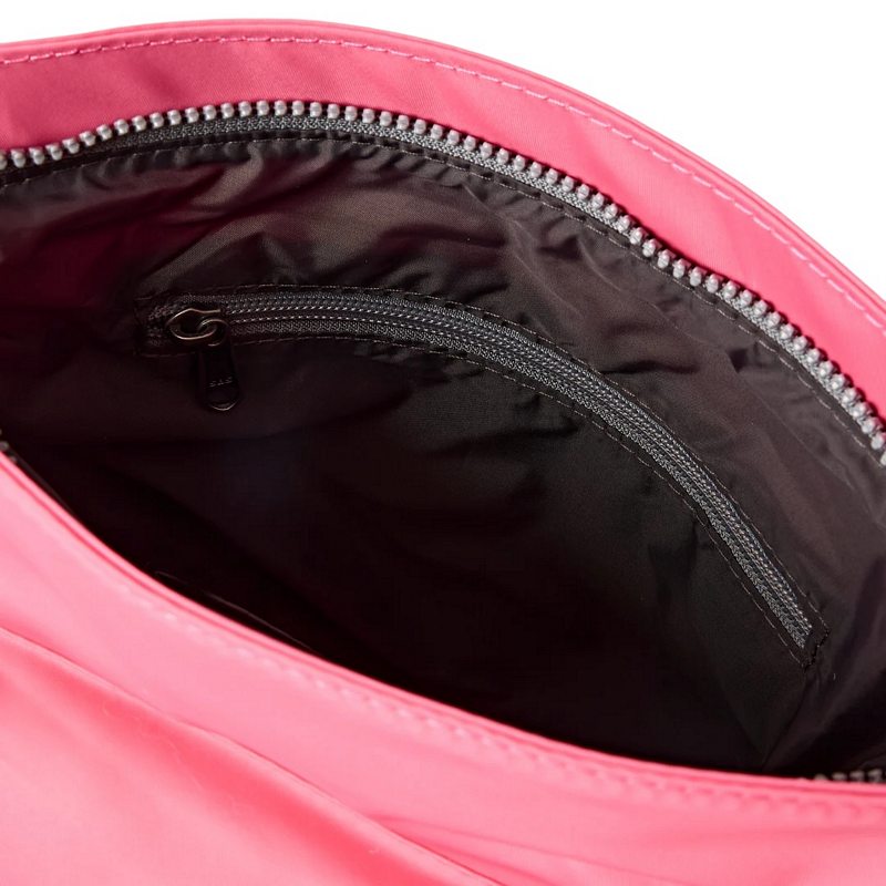 Roka Kennington Recycled Nylon Crossbody Medium Pink Lemonade open