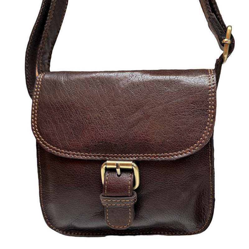 Rowallan Bronco Brown Small Half Flap Double Gusset Bag front