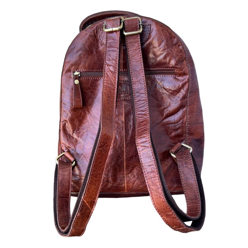 Rowallan Bronco Cognac Large Curved Top Twin Backpack 31-2388-18 rear