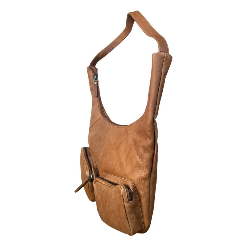 Rowallan Lyon Tan U Shape Slouchy Front Pocket Shoulder Bag 31-2803-14 side
