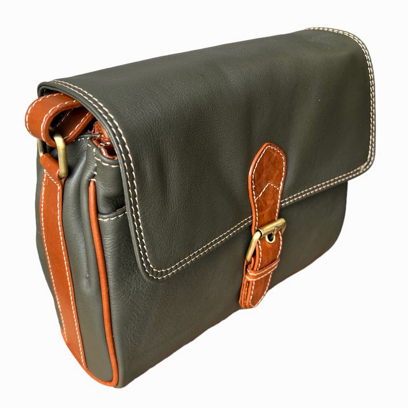 Rowallan Of Scotland Prelude Forest Green Half Flap Shoulder Bag 31-9289-08 angled