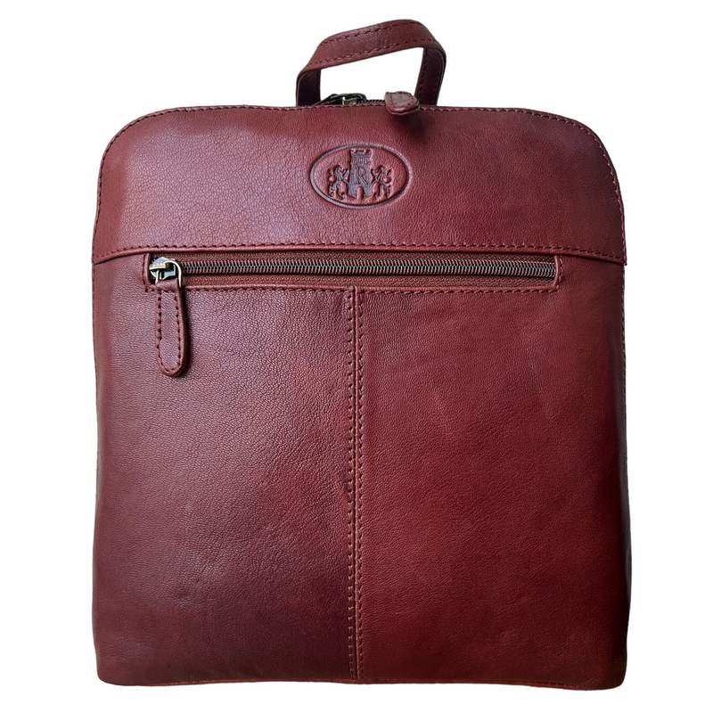 Rowallan Of Scotland Supatra Cognac Square Top Zip Backpack front