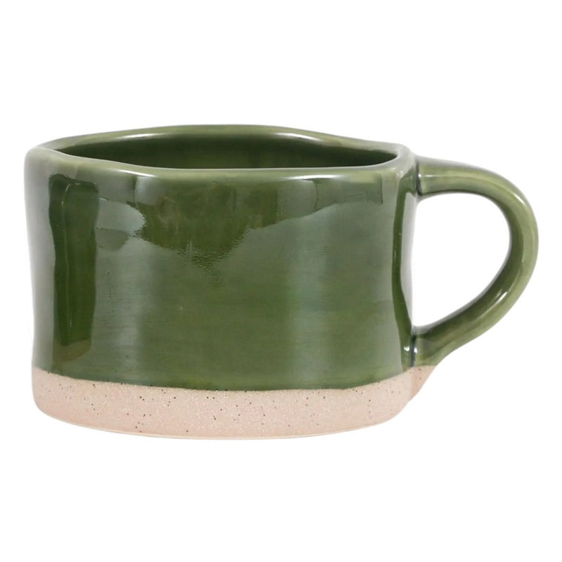 Rustic Green Ceramic Mug front