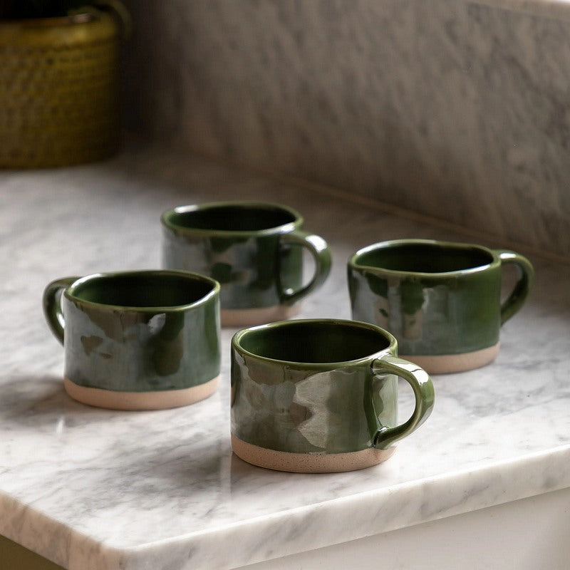 Rustic Green Ceramic Mug lifestyle