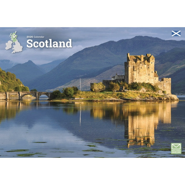 Scotland 2026 A4 Landscape Wall Calendar front