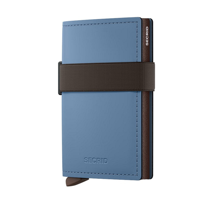 Secrid RFID Banded Wallet Matte Steel Blue Brown front
