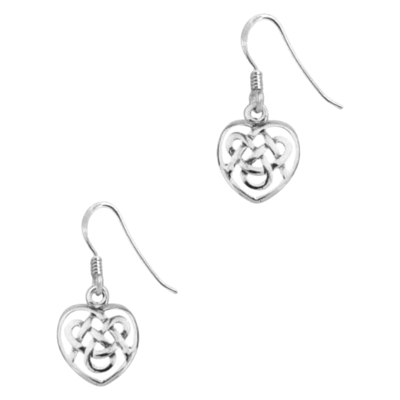 Silver Dee Celtic Knotwork Heart Drop Earrings main