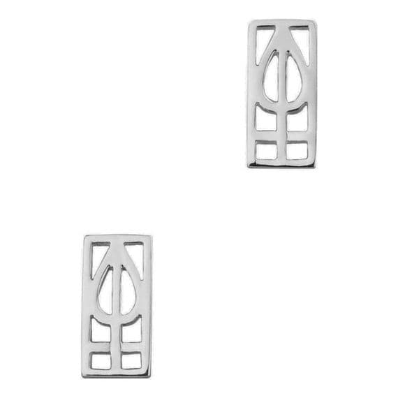 Silver Mackintosh Lines Stud Earrings front