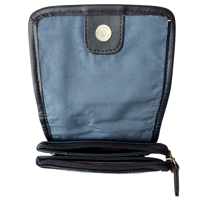 Sky Blue Herringbone Harris Tweed Mini Cross Body Bag inside
