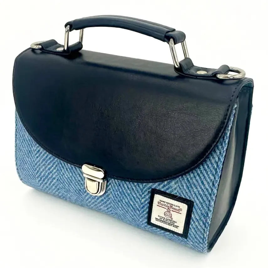 Maccessori Sky Blue Herringbone Harris Tweed Mini Day Bag front