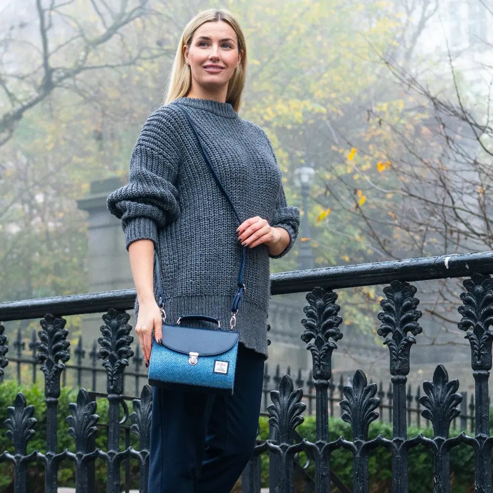 Maccessori Sky Blue Herringbone Harris Tweed Mini Day Bag lifestyle