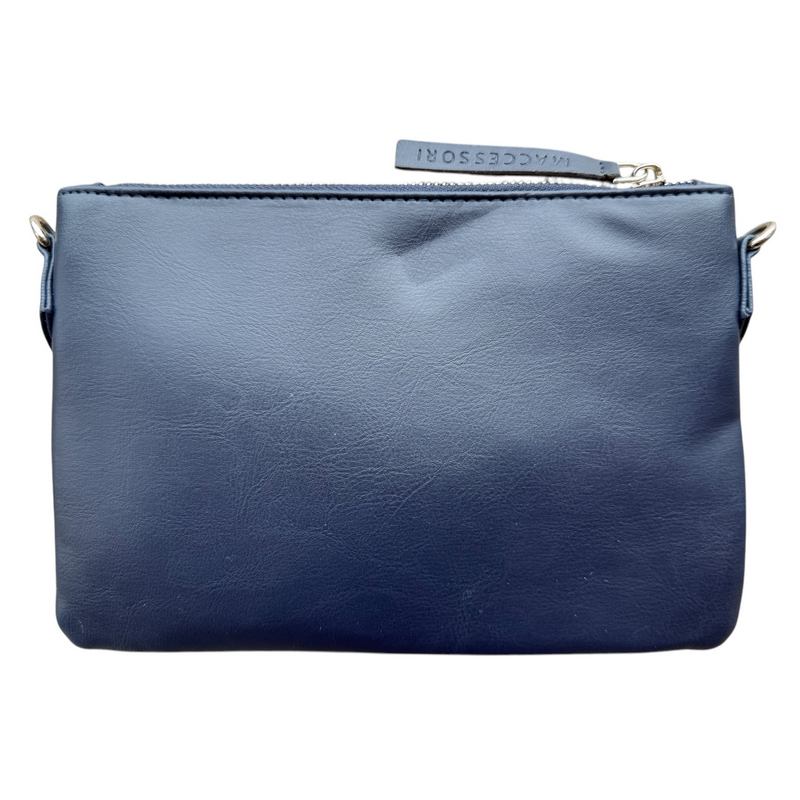 Sky Blue Herringbone Harris Tweed Zip Purse Bag rear