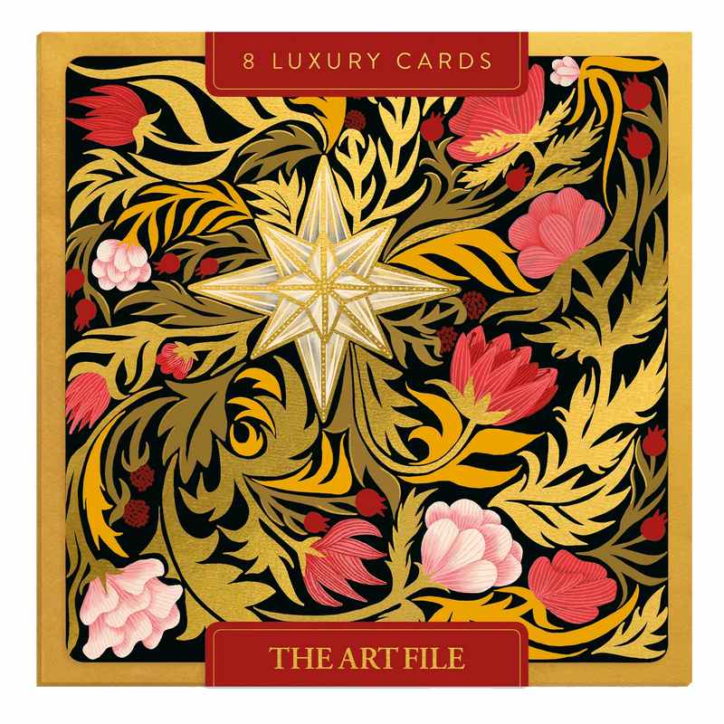 Star & Foliage Luxury Christmas Cards Box LBX109 front