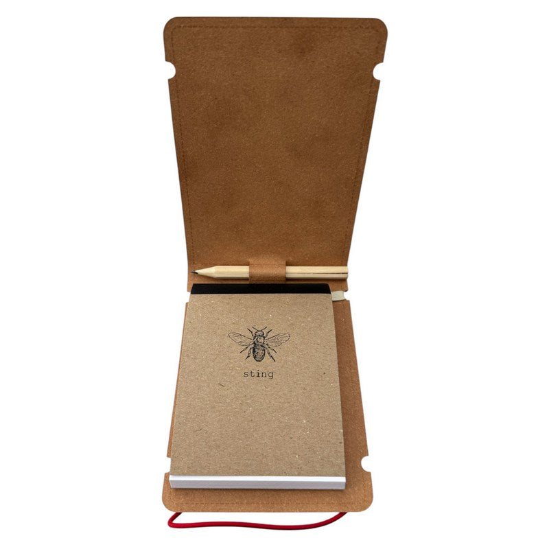 Sting In The Tail Gardener's Leather Covered Bee Notepad open