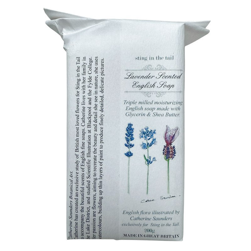 Sting In The Tail Lavender Soap in Illustrated Packaging rear