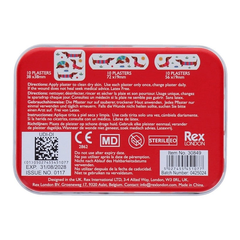 Sunny Sausage Dog Children's Plasters In A Tin 30849 rear