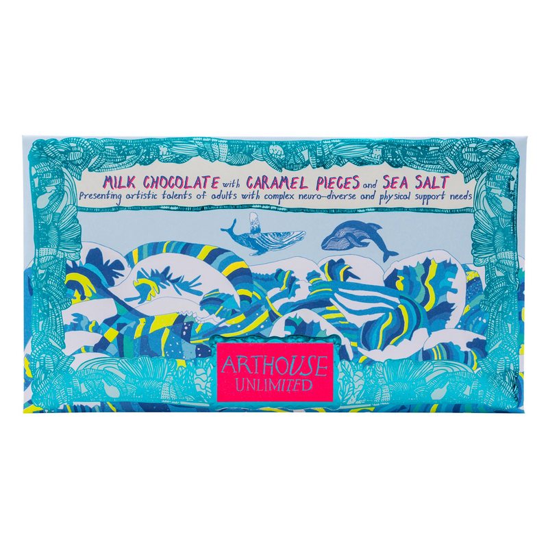 Swim With Whales Handmade Milk Chocolate With Caramel and Sea Salt front