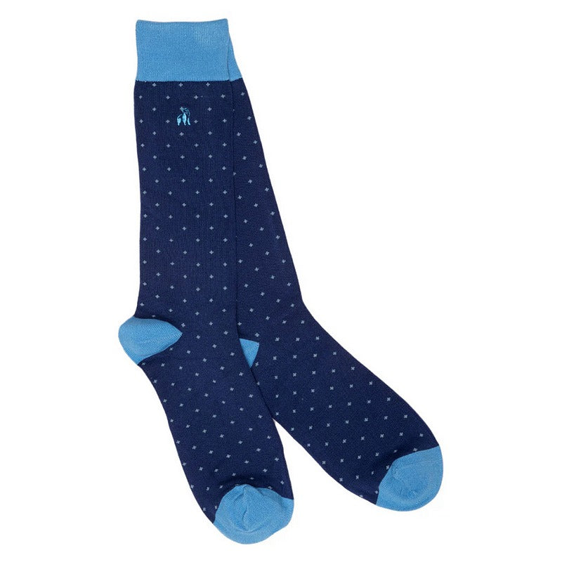 Swole Panda Bamboo Mens Socks Spotted Sky Blue Navy SP337 main