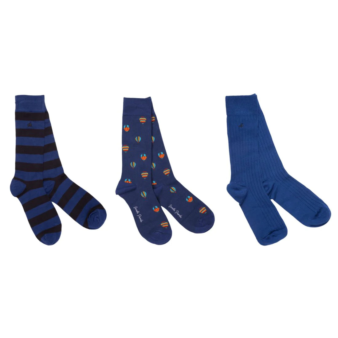 Swole Panda Hot Air Balloon Gift Box of 3 Pairs Bamboo Socks SP028-3-20-L contents