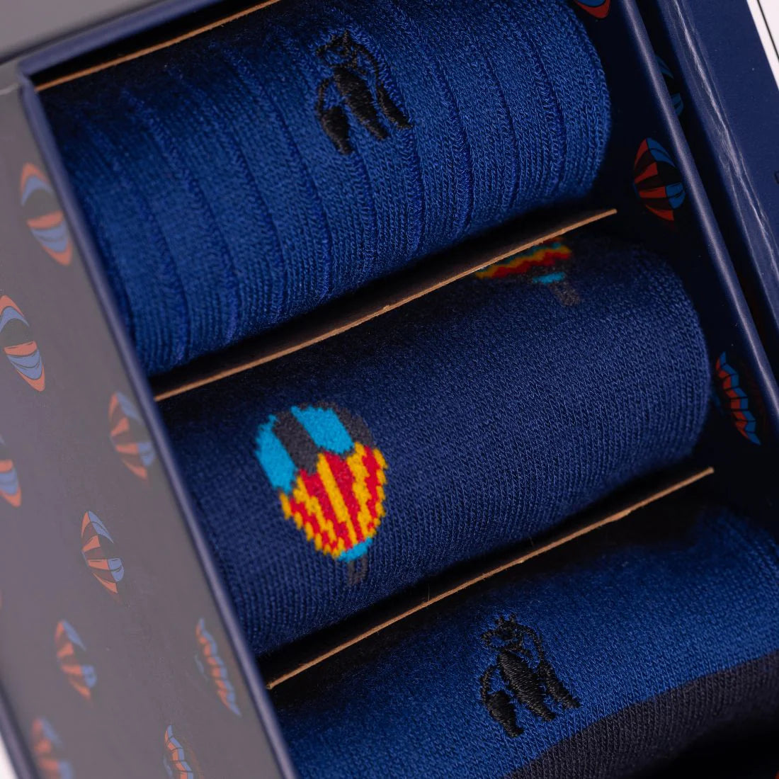 Swole Panda Hot Air Balloon Gift Box of 3 Pairs Bamboo Socks SP028-3-20-L detail