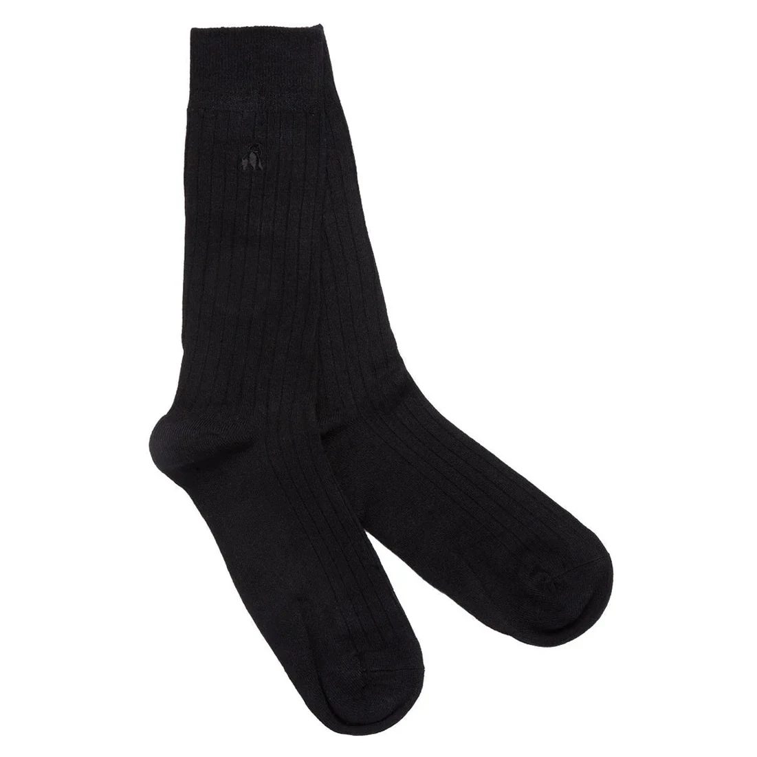 Swole Panda Mens Bamboo Socks Ribbed Jet Black SP085 main