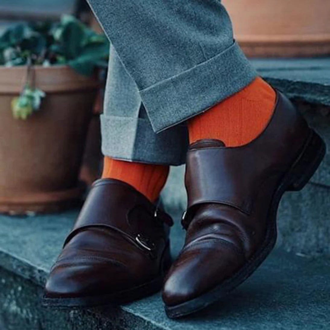 Swole Panda Mens Bamboo Socks Tangerine Orange SP102 in shoes