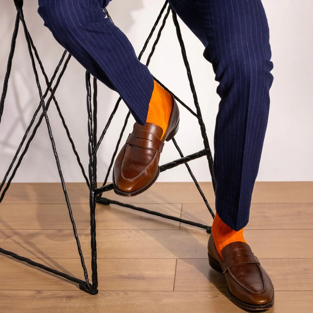 Swole Panda Mens Bamboo Socks Tangerine Orange SP102 on model