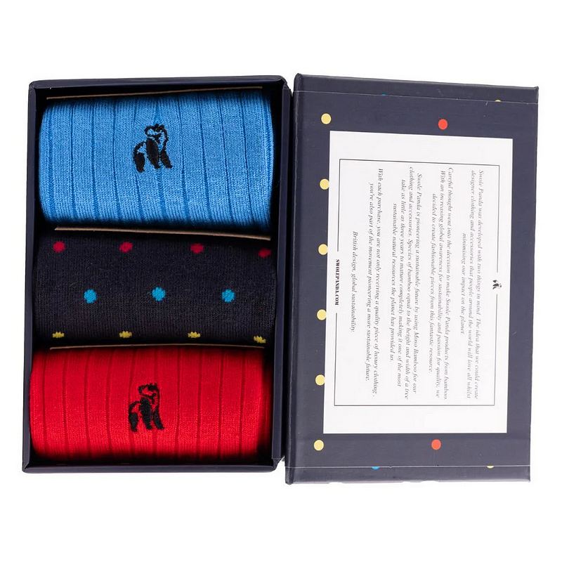 Swole Panda Multi Spot Bamboo Socks Gift Box SP028-3-30-L in box
