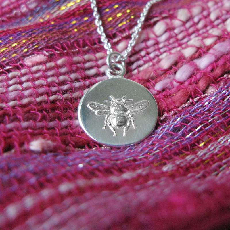 Tales From The Earth Jewellery Busy Bee Necklace on scarf