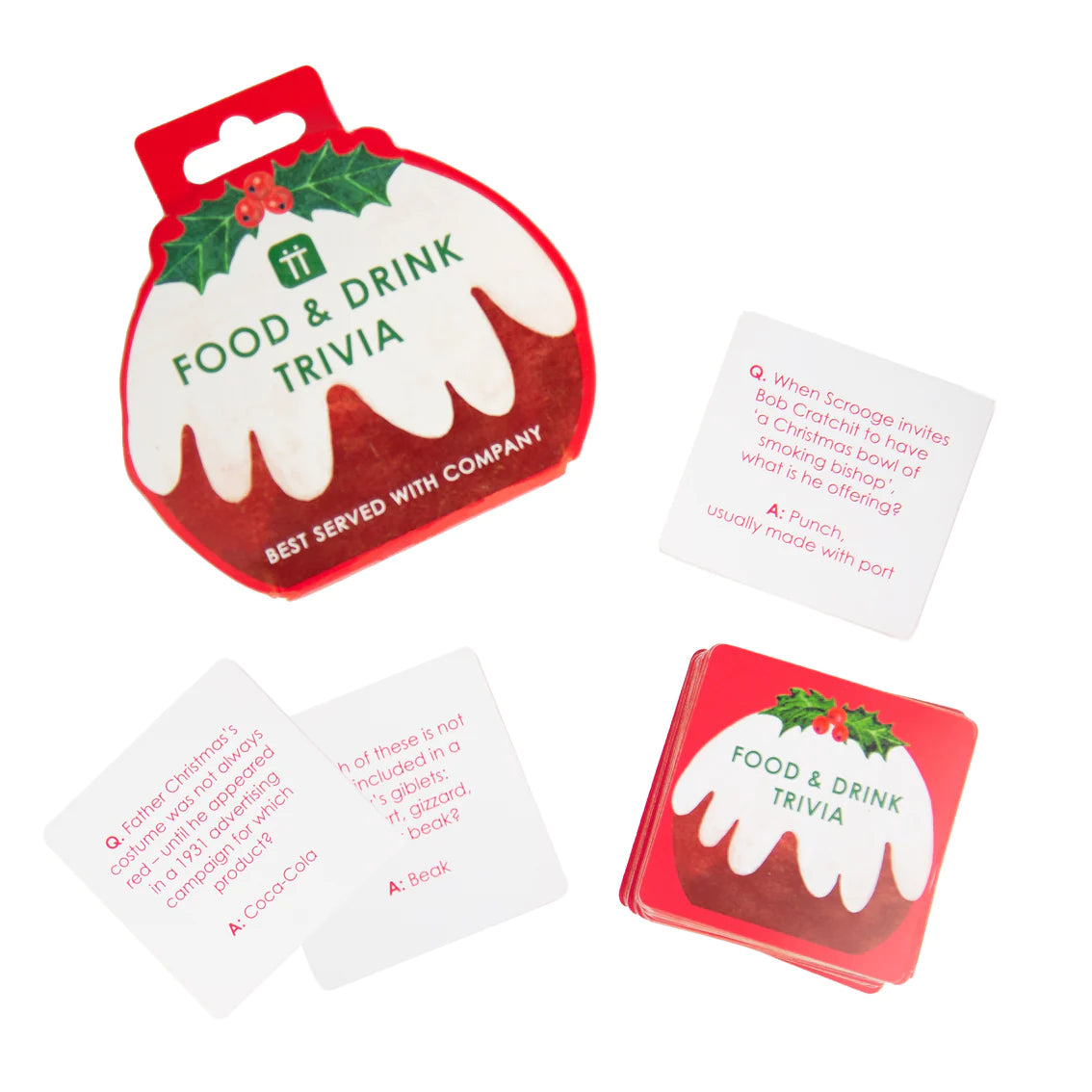 Talking Tables Christmas Food & Drink Trivia Game BC-HOLLY-PUDTRIV contents