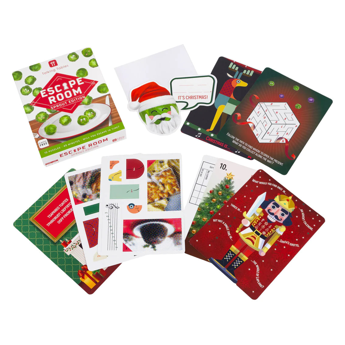 Talking Tables Mini Christmas Escape Room Game Sprout Edition SPROUT-ESCAPE contents