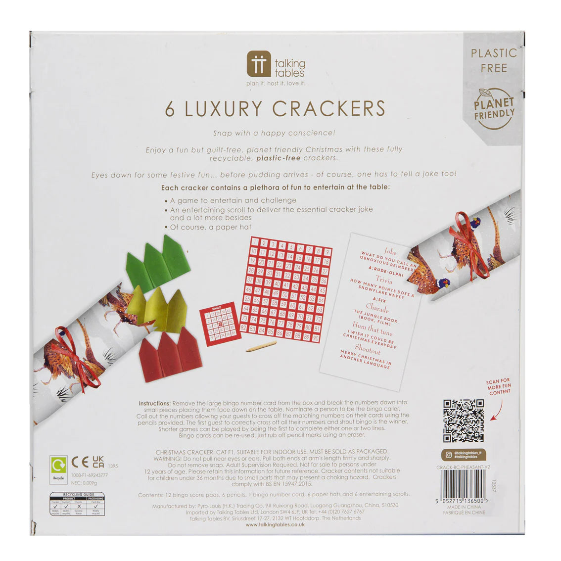 Talking Tables Pheasant Luxury Crackers CRACK-BC-PHEASANT-V2 box back