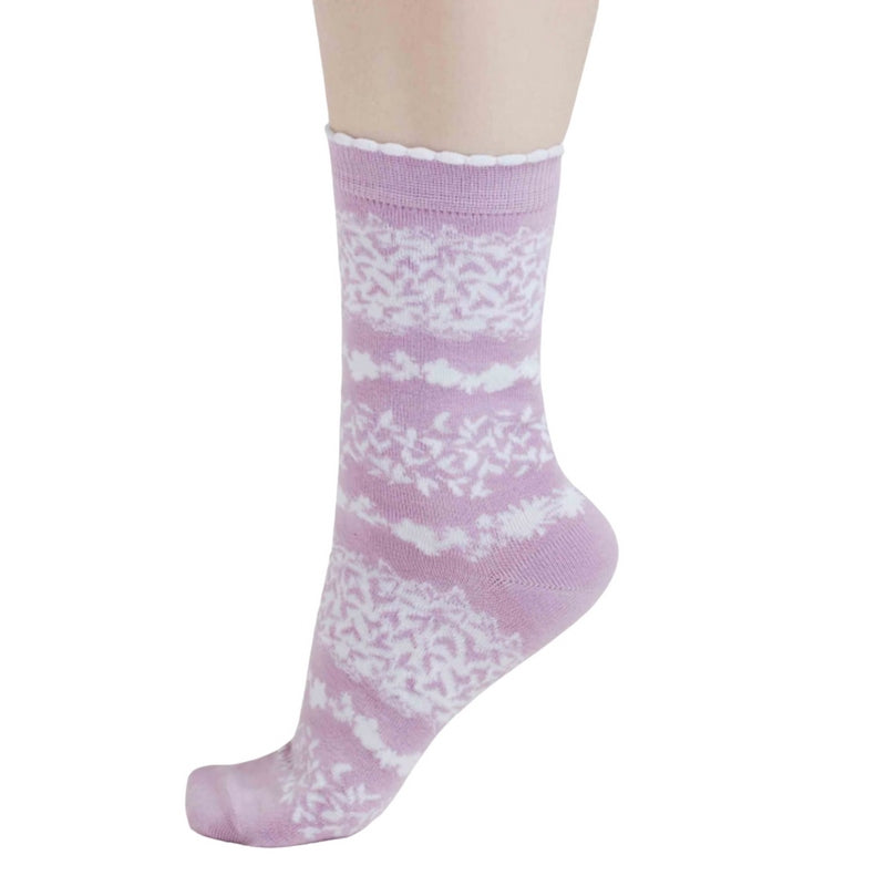 Thought Fashion Clothing Fraya Floral Stripe Bamboo Socks Lavender Purple SPW929 side