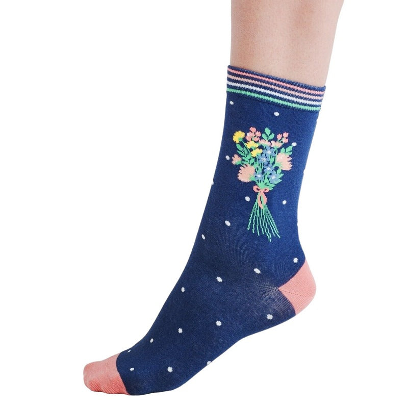 Thought Fashion Clothing Ivie You're The Best Organic Cotton Socks Indigo Blue SSW044 side