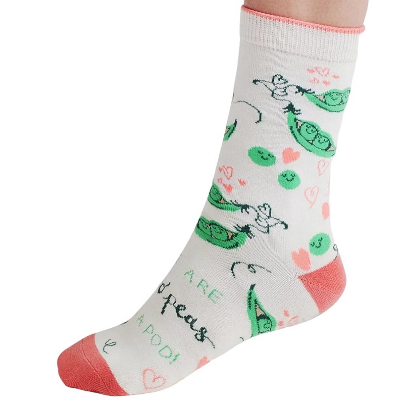 Thought Fashion Clothing Peas In A Pod Bamboo Socks Gift Bag Stone White SBW8245 side