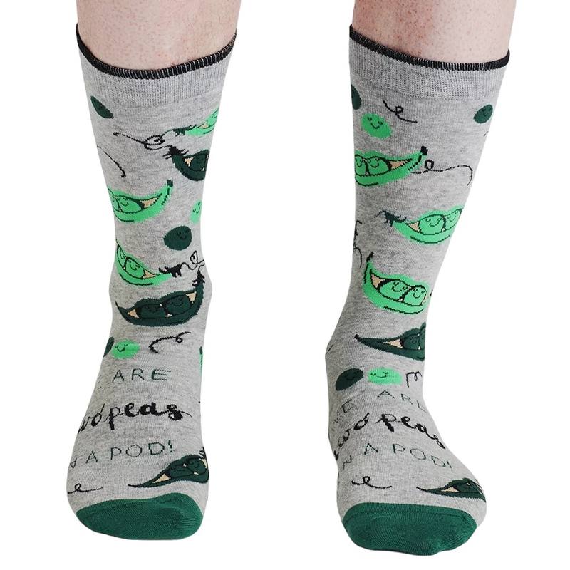 Thought Fashion Clothing Peas In A Pod Organic Cotton Socks in Gift Bag Grey Marle SBM8245 pair
