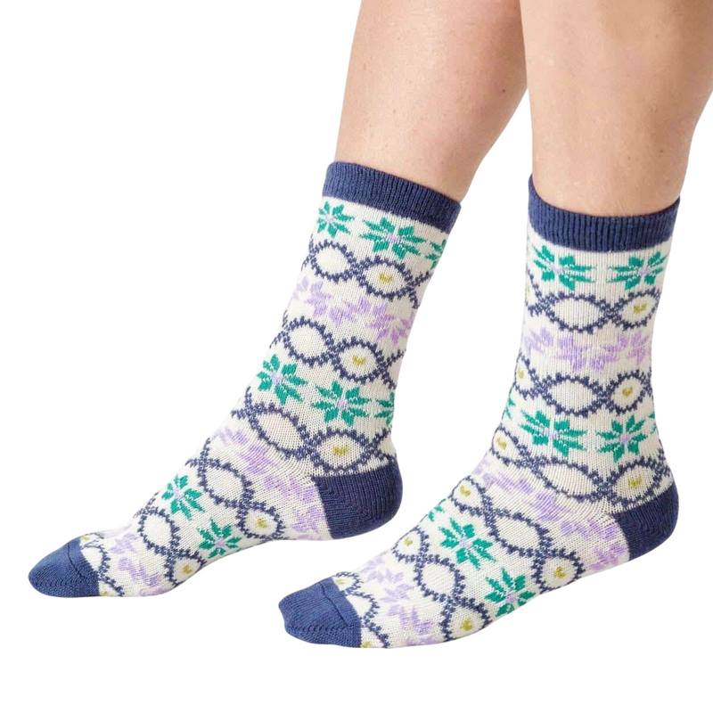 Thought Fashion Eleni Fair isle Wool Socks Stone White 4-7 TA773 pair