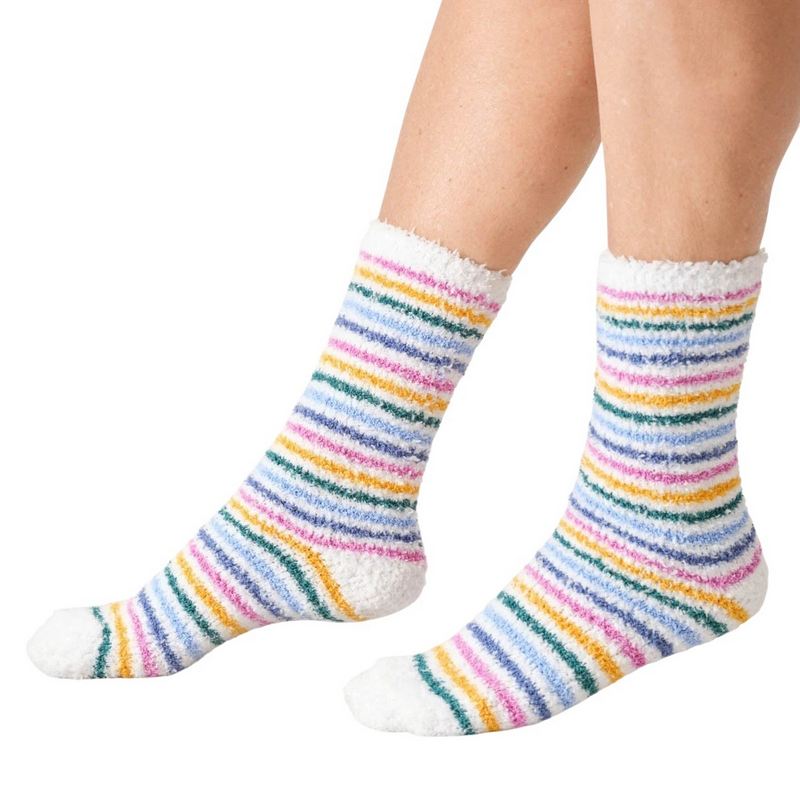 Thought Fashion Fluffy Stripe Socks Stone White 4-7 TA666 pair