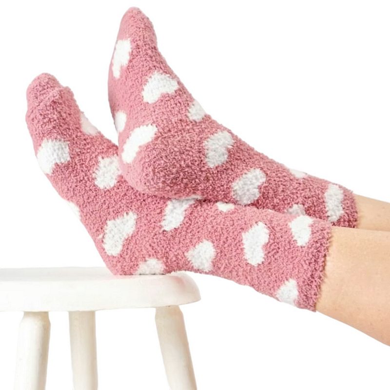 Thought Fashion Heart Fluffy Socks Dusky Pink 4-7 TA668 lifestyle