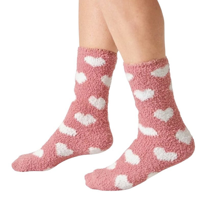 Thought Fashion Heart Fluffy Socks Dusky Pink 4-7 TA668 pair