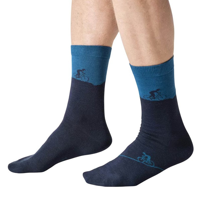 Thought Fashion Mountain Bike Bamboo Crew Socks Lake Blue 7-11 TA703B pair