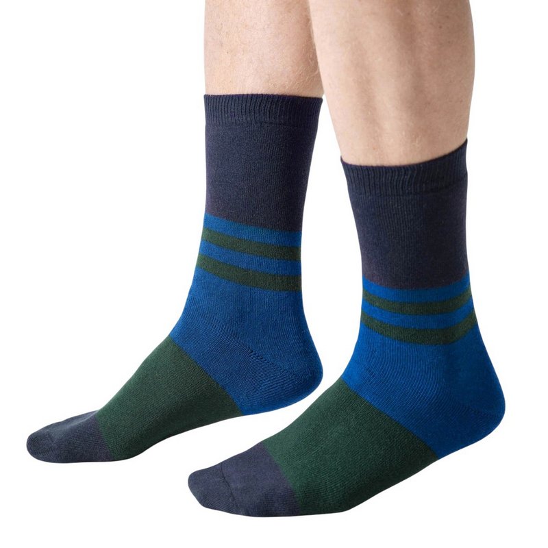 Thought Fashion Walker Colour Block Crew Socks Navy Blue 7-11 TA706C pair