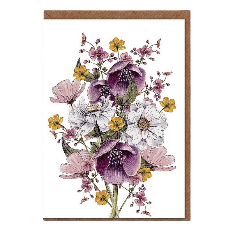 Toasted Crumpet Amethyst Floral Regency Gardens Blank Card ND110 front
