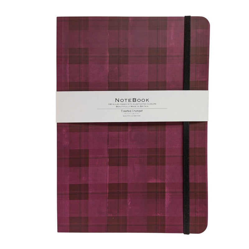 Toasted Crumpet Burgundy Tartan A5 Lined Notebook NO121 front