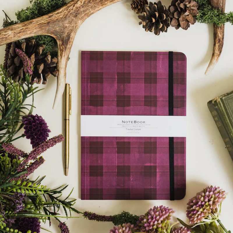 Toasted Crumpet Burgundy Tartan A5 Lined Notebook NO121 lifestyle