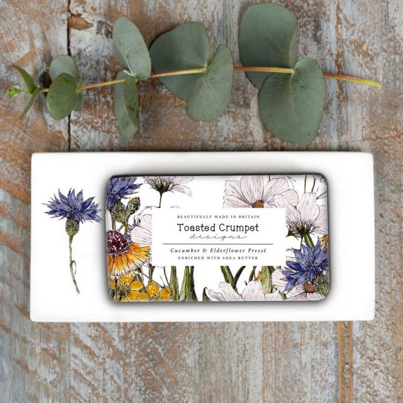 Toasted Crumpet Designs Cornflower Rectangular Soap Dish with soap packet