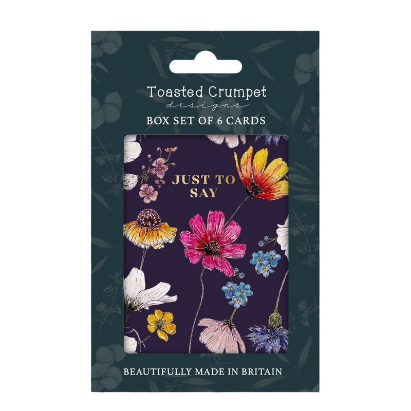 Toasted Crumpet Designs Just To Say Regency Gardens Noir Notecards Box 6 Cards MBX151 front