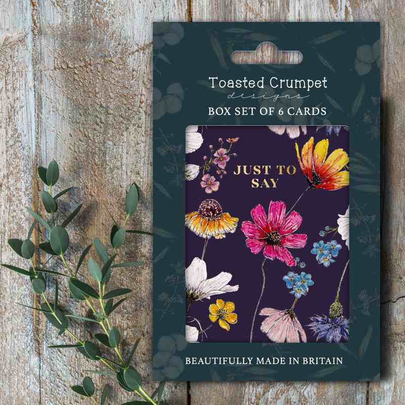 Toasted Crumpet Designs Just To Say Regency Gardens Noir Notecards Box 6 Cards MBX151 llfestyle